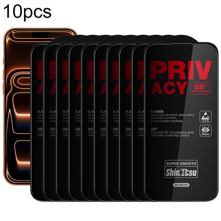 For iPhone 17 Pro WK WTP-138 10pcs 6D Curved Dustproof Privacy Tempered Glass Film(Black)
For iPhone 17 Pro WK WTP-138 10pcs 6D Curved Dustproof Privacy Tempered Glass Film(Black)