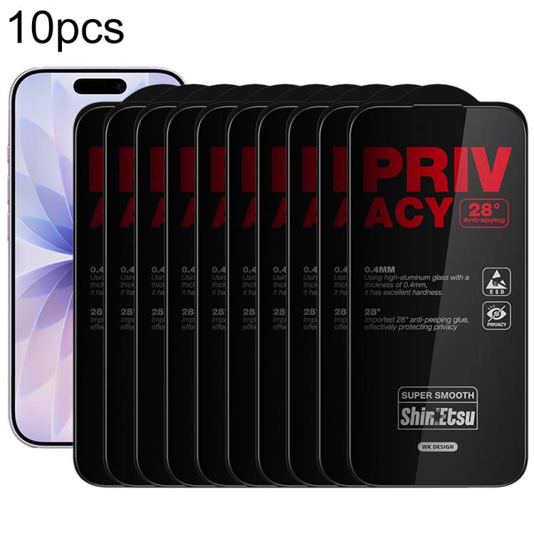 For iPhone 17 / 16 Pro WK WTP-138 10pcs 6D Curved Dustproof Privacy Tempered Glass Film(Black)
For iPhone 17 / 16 Pro WK WTP-138 10pcs 6D Curved Dustproof Privacy Tempered Glass Film(Black)