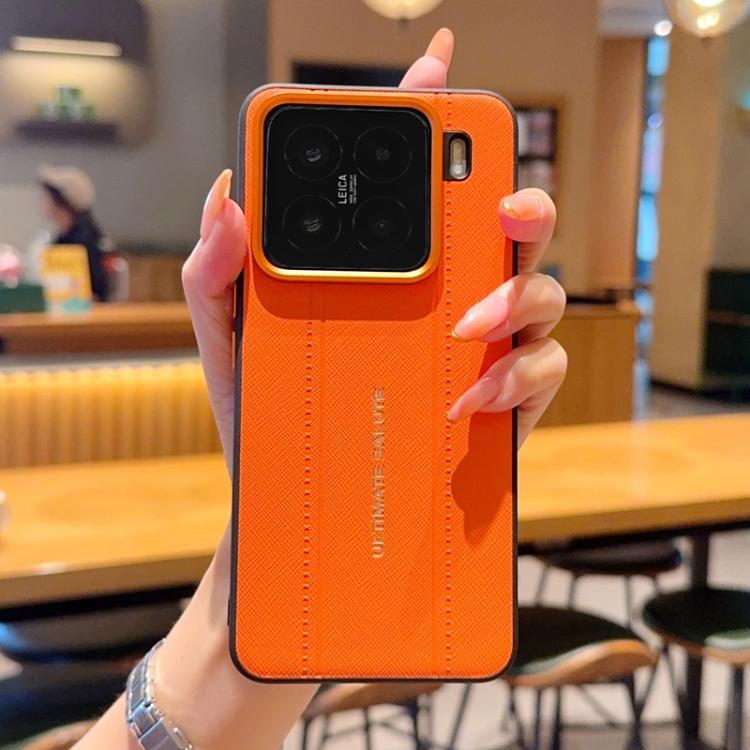 For Xiaomi 15 Metal Camera Lens Frame Buttons Vegan Leather Phone Case(Orange)
For Xiaomi 15 Metal Camera Lens Frame Buttons Vegan Leather Phone Case(Orange)