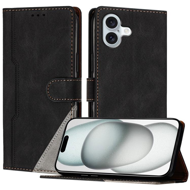 For iPhone 16 Color Matching Buckle Clasp Vegan Leather Phone Case(Black)
For iPhone 16 Color Matching Buckle Clasp Vegan Leather Phone Case(Black)
