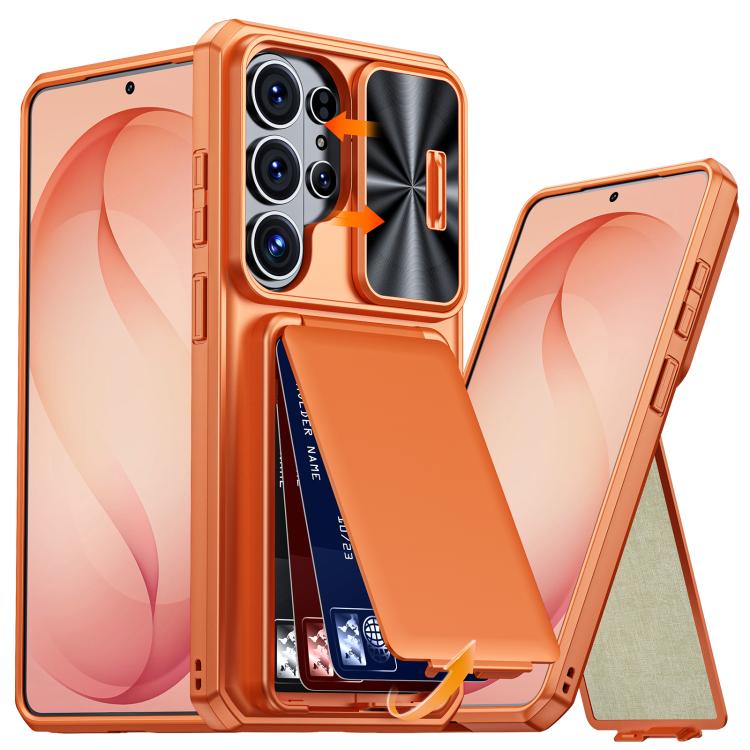 For Galaxy S26 Ultra 5G Flip Card Holder Sliding Camera Cover PC Hybrid TPU Phone Case(Orange)
For Galaxy S26 Ultra 5G Flip Card Holder Sliding Camera Cover PC Hybrid TPU Phone Case(Orange)