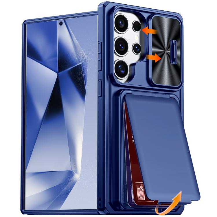 For Galaxy S24 Ultra 5G Flip Card Holder Sliding Camera Cover PC Hybrid TPU Phone Case(Blue)
For Galaxy S24 Ultra 5G Flip Card Holder Sliding Camera Cover PC Hybrid TPU Phone Case(Blue)