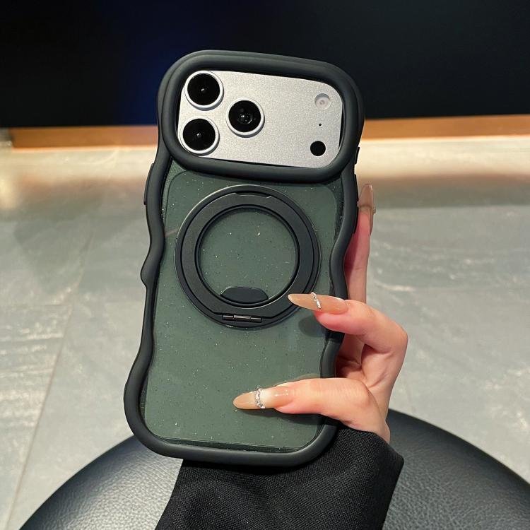 For iPhone 17 Pro Max Wavy Edge Translucent Glitter Rotating Bracket Magnetic Phone Case(Black)
For iPhone 17 Pro Max Wavy Edge Translucent Glitter Rotating Bracket Magnetic Phone Case(Black)