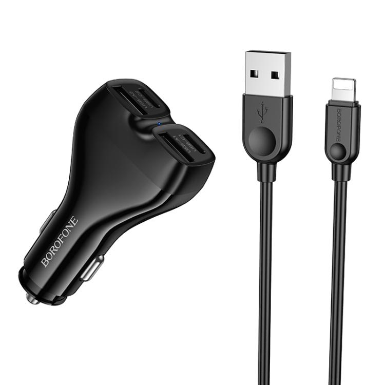 Borofone BZ35 Leader 30W Dual USB Dual Type-C Car Charger with USB to 8 Pin Cable(Black)
Borofone BZ35 Leader 30W Dual USB Dual Type-C Car Charger with USB to 8 Pin Cable(Black)