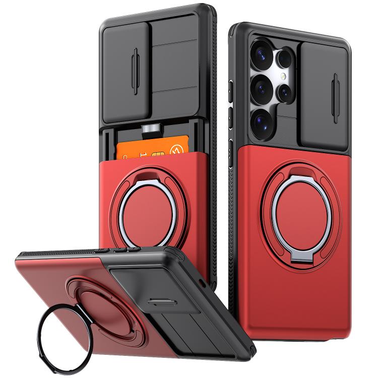 For Galaxy S25 Ultra 5G Slide Camera Shield Card Slot 360 Degree Rotation Holder Phone Case(Red)
For Galaxy S25 Ultra 5G Slide Camera Shield Card Slot 360 Degree Rotation Holder Phone Case(Red)