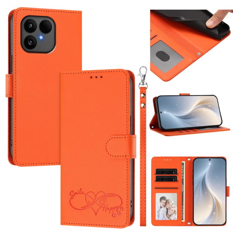 For Fairphone 6 Happy Heart Pattern Magnetic Closure Vegan Leather Phone Case with Wrist Strap(Orange)
For Fairphone 6 Happy Heart Pattern Magnetic Closure Vegan Leather Phone Case with Wrist Strap(Orange)