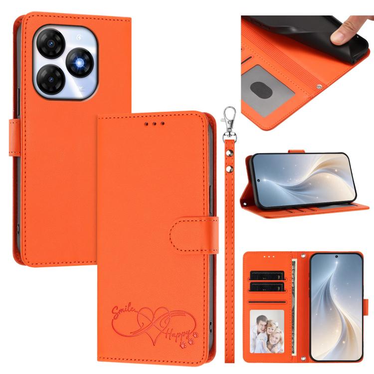 For Itel P55 4G/Infinix Smart 8 Happy Heart Pattern Magnetic Closure Vegan Leather Phone Case with Wrist Strap(Orange)
For Itel P55 4G/Infinix Smart 8 Happy Heart Pattern Magnetic Closure Vegan Leather Phone Case with Wrist Strap(Orange)