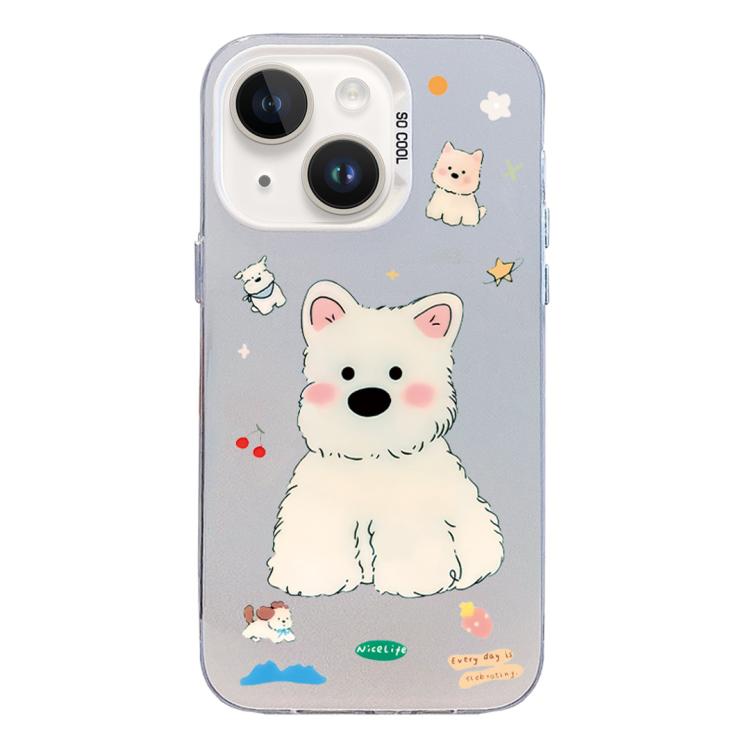 For iPhone 15 Plus Colorful Silver Pattern PC Hybrid TPU Phone Case(Cute White Dog)
For iPhone 15 Plus Colorful Silver Pattern PC Hybrid TPU Phone Case(Cute White Dog)
