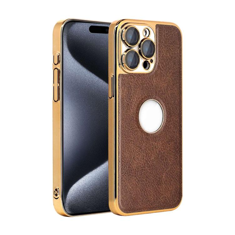 For iPhone 15 Pro Max Cowhide Texture Electroplated Frame PC + Vegan Leather Phone Case(Brown)
For iPhone 15 Pro Max Cowhide Texture Electroplated Frame PC + Vegan Leather Phone Case(Brown)