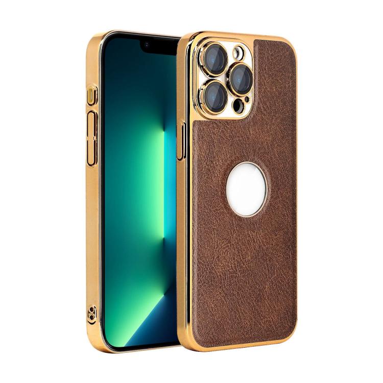 For iPhone 13 Pro Max Cowhide Texture Electroplated Frame PC + Vegan Leather Phone Case(Brown)
For iPhone 13 Pro Max Cowhide Texture Electroplated Frame PC + Vegan Leather Phone Case(Brown)