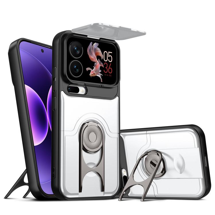 For Xiaomi 17 Pro Max Sliding Camera Cover 2 in 1 Rotating Holder Air Bag Shockproof Phone Case(Silvery)
For Xiaomi 17 Pro Max Sliding Camera Cover 2 in 1 Rotating Holder Air Bag Shockproof Phone Case(Silvery)