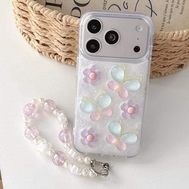 For iPhone 17 Pro Max Glazed Flowers Butterflies Resin PC Phone Case with Bracelet Chain(White)
For iPhone 17 Pro Max Glazed Flowers Butterflies Resin PC Phone Case with Bracelet Chain(White)