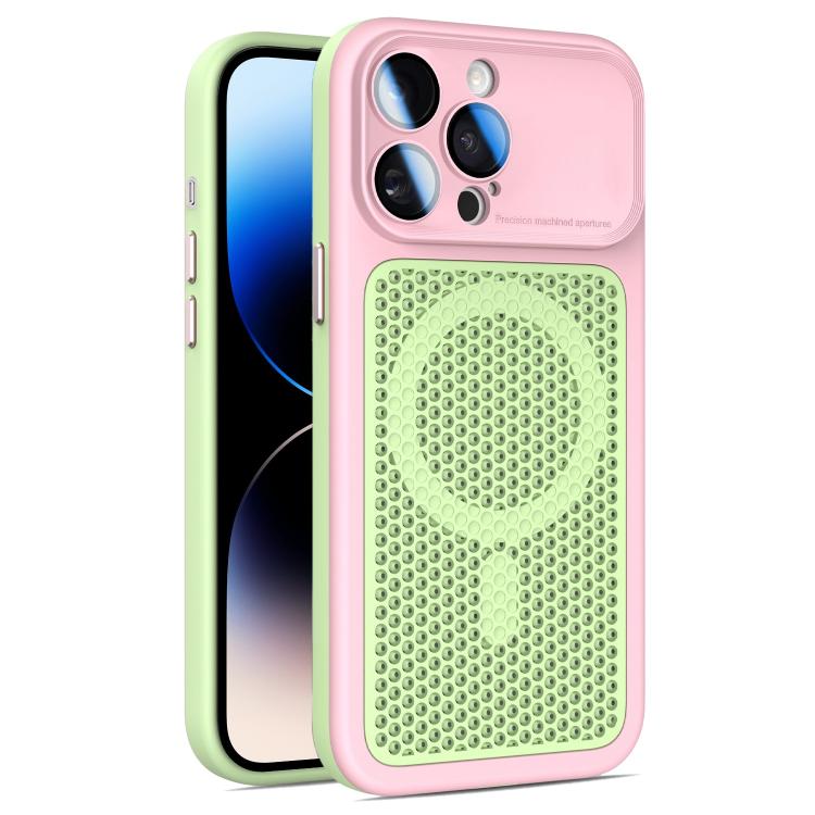 For iPhone 14 Pro Armor Shield Mesh Cooling Magnetic Phone Case with Lens Film(Pink)
For iPhone 14 Pro Armor Shield Mesh Cooling Magnetic Phone Case with Lens Film(Pink)