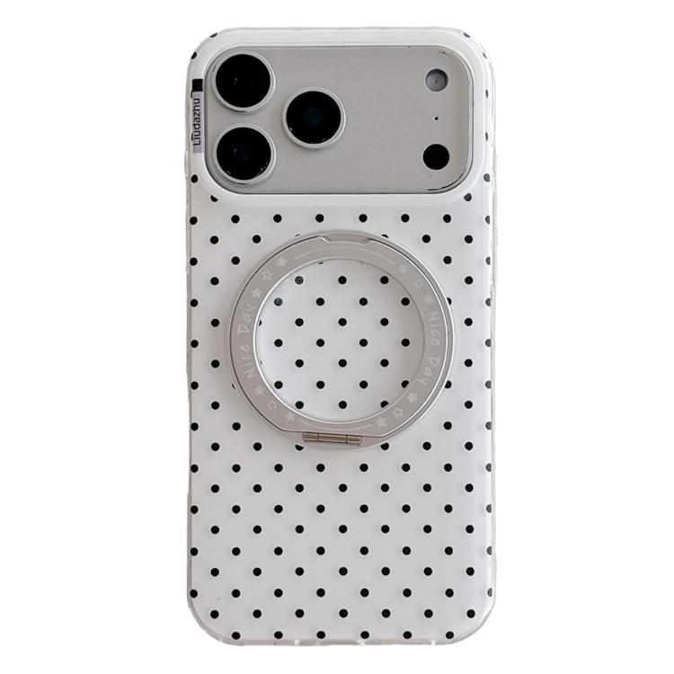 For iPhone 17 Pro Max Minimalist Point Pattern 360 Rotating Holder Magnetic Phone Case(White)
For iPhone 17 Pro Max Minimalist Point Pattern 360 Rotating Holder Magnetic Phone Case(White)