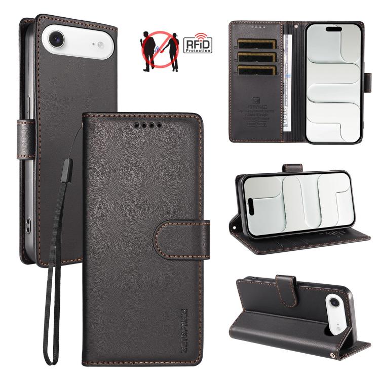 For iPhone Air BETOPNICE Pearlescent RFID Vegan Leather Phone Case with Strap(Black)
For iPhone Air BETOPNICE Pearlescent RFID Vegan Leather Phone Case with Strap(Black)