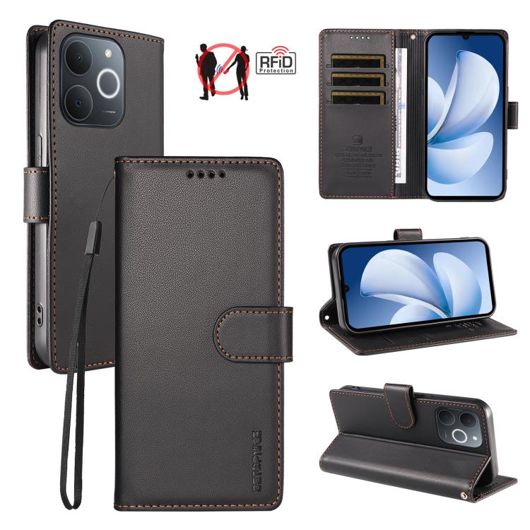 For Realme Note 70 / 70T 4G / Note 80 4G BETOPNICE Pearlescent RFID Vegan Leather Phone Case with Strap(Black)
For Realme Note 70 / 70T 4G / Note 80 4G BETOPNICE Pearlescent RFID Vegan Leather Phone Case with Strap(Black)