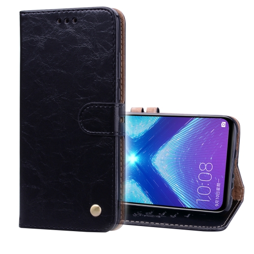 

Business Style Oil Wax Texture Horizontal Flip Leather Case for Huawei Honor 8X, with Holder & Card Slots & Wallet(Black)