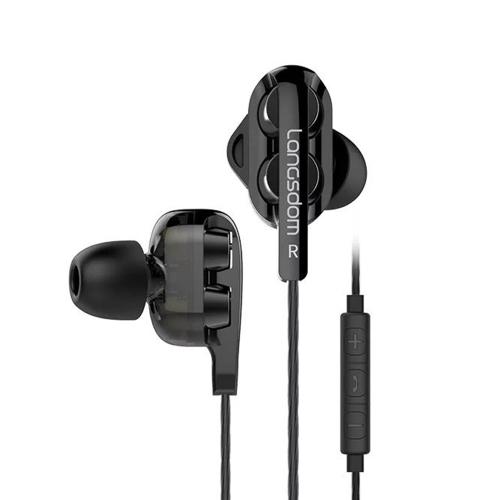 

Langsdom D4C 3.5mm Dual Dynamic In-ear Gaming Wired Earphone, Style: Tuned Version (Black)