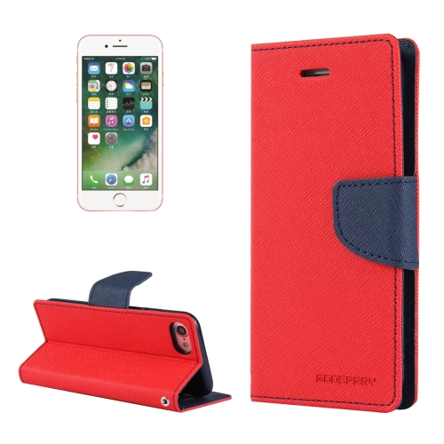 

GOOSPERY FANCY DIARY for iPhone 8 & 7 Cross Texture Horizontal Flip Leather Case with Card Slots & Wallet & Holder(Red)