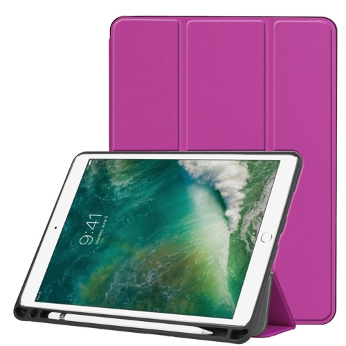 

Custer Texture Horizontal Flip Leather Case for iPad Pro 10.5 Inch / iPad Air (2019), with Three-folding Holder & Pen Slot (Purple)