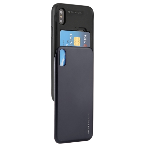 GOOSPERY for iPhone X / XS TPU + PC Sky Slide Bumper Protective Back Case with Card Slots(Navy Blue)
GOOSPERY for iPhone X / XS TPU + PC Sky Slide Bumper Protective Back Case with Card Slots(Navy Blue)
