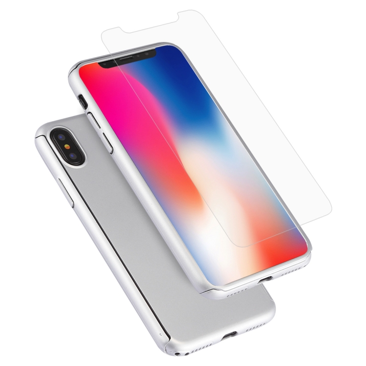 360 Degree Full Coverage Detachable PC Protective Cover Case with Tempered Glass Film for iPhone X (Silver)
360 Degree Full Coverage Detachable PC Protective Cover Case with Tempered Glass Film for iPhone X (Silver)