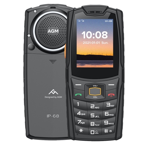 

[HK Warehouse] AGM M6 4G Rugged Phone, EU Version, IP68 / IP69K / MIL-STD-810G Waterproof Dustproof Shockproof, 2500mAh Battery, 2.4 inch, Network: 4G, BT, FM, Torch(Black)