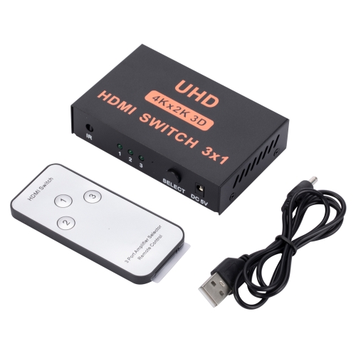 

HDMI Switch 3 into 1 out 4Kx2K HD Video Switch, with Remote Control