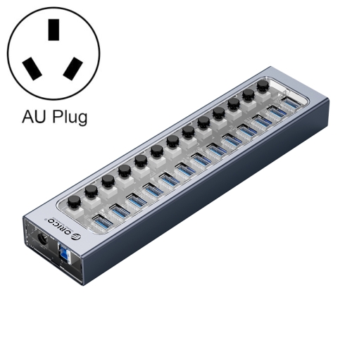 

ORICO AT2U3-13AB-GY-BP 13 Ports USB 3.0 HUB with Individual Switches & Blue LED Indicator, AU Plug
