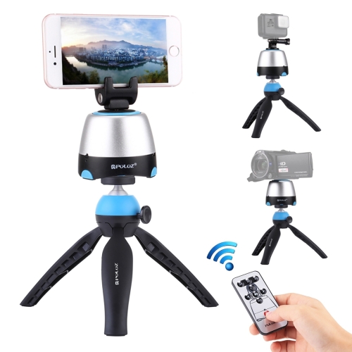 

PULUZ Electronic 360 Degree Rotation Panoramic Head + Tripod Mount + GoPro Clamp + Phone Clamp with Remote Controller for Smartphones, GoPro, DSLR Cameras(Blue)