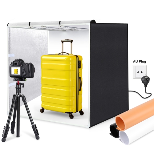 

PULUZ 80cm Folding Portable 90W 14000LM High CRI White Light Photo Lighting Studio Shooting Tent Box Kit with 3 Colors Black, White, Orange Backdrops (AU Plug)