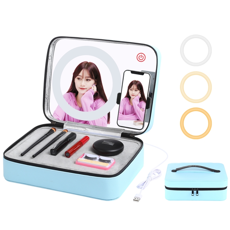 PULUZ 20cm 7.9 inch 3 Modes Touch Adjustable Ring Light Multifunctional Live Broadcast Makeup Mirror Cosmetic Storage Box Bag with Phone Clamp(Blue)
PULUZ 20cm 7.9 inch 3 Modes Touch Adjustable Ring Light Multifunctional Live Broadcast Makeup Mirror Cosmetic Storage Box Bag with Phone Clamp(Blue)