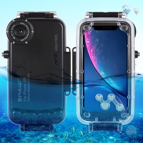 

For iPhone XR PULUZ 40m/130ft Waterproof Diving Case Photo Video Taking Underwater Housing Cover(Black)