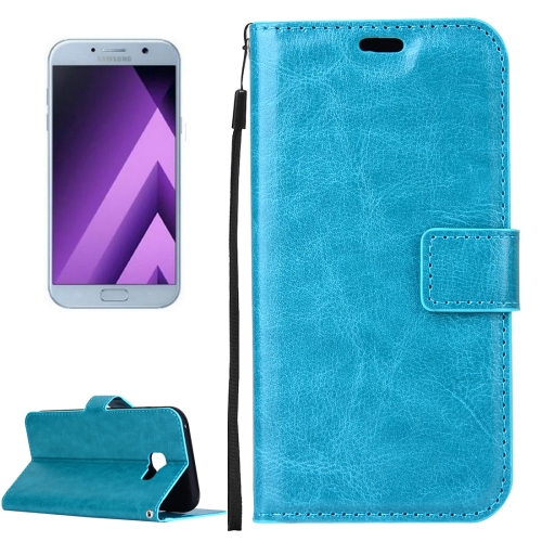 

For Galaxy A5 (2017) / A520 Crazy Horse Texture Horizontal Flip PU Leather Case with Holder & Card Slots & Wallet & Photo Frame & Lanyard & Magnetic Buckle (Blue)