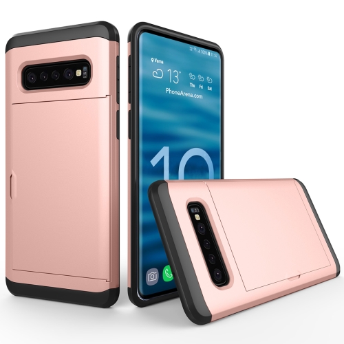 

Shockproof Rugged Armor Protective Case for Galaxy S10+, with Card Slot (Rose Gold)