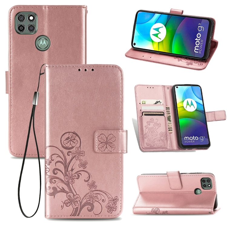 For Motorola G9 Power Four-leaf Clasp Embossed Buckle Mobile Phone Protection Leather Case with Lanyard & Card Slot & Wallet & Bracket Function(Rose Gold)
For Motorola G9 Power Four-leaf Clasp Embossed Buckle Mobile Phone Protection Leather Case with Lanyard & Card Slot & Wallet & Bracket Function(Rose Gold)