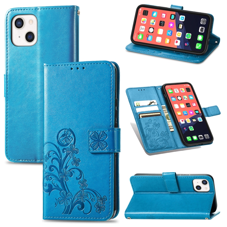For iPhone 13 mini Four-leaf Clover Clasp Embossed Buckle Mobile Phone Protection Leather Case with Lanyard & Card Slot & Wallet & Bracket Function(Blue)
For iPhone 13 mini Four-leaf Clover Clasp Embossed Buckle Mobile Phone Protection Leather Case with Lanyard & Card Slot & Wallet & Bracket Function(Blue)
