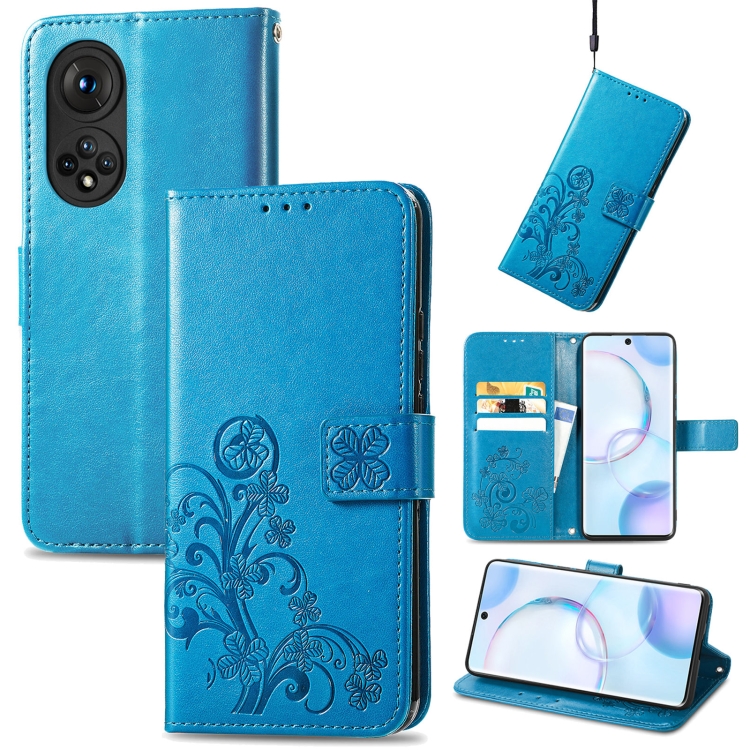 For Honor 50 Four-leaf Clasp Embossed Buckle Mobile Phone Protection Leather Case with Lanyard & Card Slot & Wallet & Bracket Function(Blue)
For Honor 50 Four-leaf Clasp Embossed Buckle Mobile Phone Protection Leather Case with Lanyard & Card Slot & Wallet & Bracket Function(Blue)