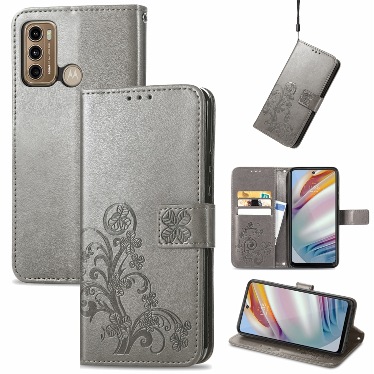 For Motorola Moto G60 Four-leaf Clasp Embossed Buckle Mobile Phone Protection Leather Case with Lanyard & Card Slot & Wallet & Bracket Function(Gray)
For Motorola Moto G60 Four-leaf Clasp Embossed Buckle Mobile Phone Protection Leather Case with Lanyard & Card Slot & Wallet & Bracket Function(Gray)
