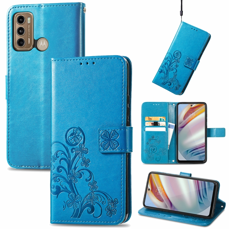 For Motorola Moto G60 Four-leaf Clasp Embossed Buckle Mobile Phone Protection Leather Case with Lanyard & Card Slot & Wallet & Bracket Function(Blue)
For Motorola Moto G60 Four-leaf Clasp Embossed Buckle Mobile Phone Protection Leather Case with Lanyard & Card Slot & Wallet & Bracket Function(Blue)