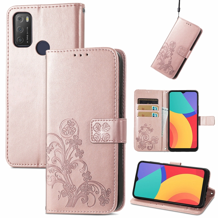 For Alcatel 1S 2021 Four-leaf Clasp Embossed Buckle Mobile Phone Protection Leather Case with Lanyard & Card Slot & Wallet & Bracket Function(Rose Gold)
For Alcatel 1S 2021 Four-leaf Clasp Embossed Buckle Mobile Phone Protection Leather Case with Lanyard & Card Slot & Wallet & Bracket Function(Rose Gold)