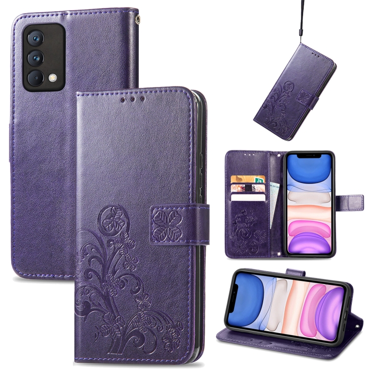 For OPPO Realme GT Master Four-leaf Clasp Embossed Buckle Mobile Phone Protection Leather Case with Lanyard & Card Slot & Wallet & Bracket Function(Purple)
For OPPO Realme GT Master Four-leaf Clasp Embossed Buckle Mobile Phone Protection Leather Case with Lanyard & Card Slot & Wallet & Bracket Function(Purple)