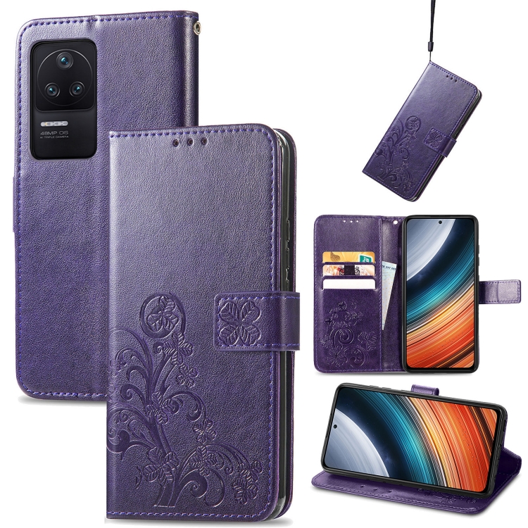 For Xiaomi Redmi K40S Four-leaf Clasp Embossed Buckle Leather Phone Case(Purple)
For Xiaomi Redmi K40S Four-leaf Clasp Embossed Buckle Leather Phone Case(Purple)