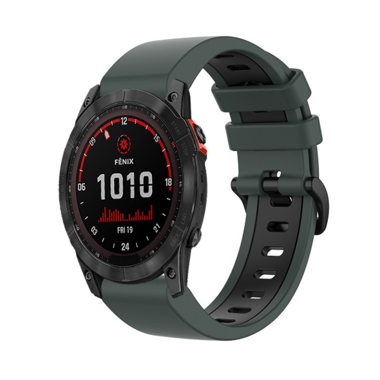 For Garmin Fenix 7X Solar 26mm Silicone Sports Two-Color Watch Band(Olive Green+Black)
For Garmin Fenix 7X Solar 26mm Silicone Sports Two-Color Watch Band(Olive Green+Black)