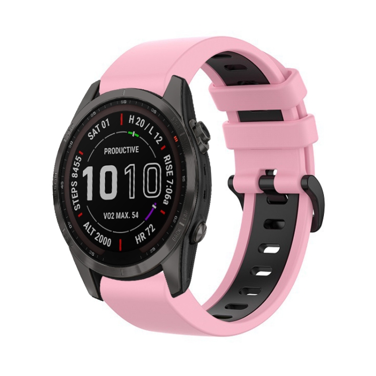 For Garmin Fenix 7S Solar 22mm Silicone Sports Two-Color Watch Band(Pink+Black)
For Garmin Fenix 7S Solar 22mm Silicone Sports Two-Color Watch Band(Pink+Black)