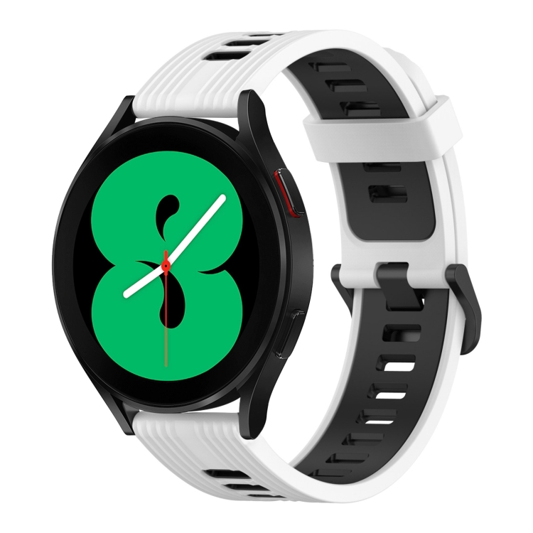 For Samsung Galaxy Watch 4 40mm 20mm Vertical Pattern Two-Color Silicone Watch Band(White+Black)
For Samsung Galaxy Watch 4 40mm 20mm Vertical Pattern Two-Color Silicone Watch Band(White+Black)