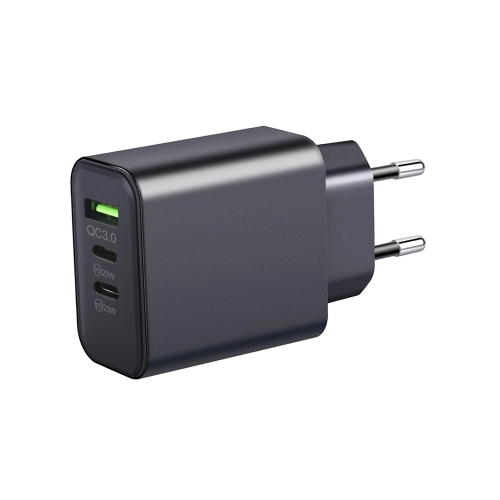 

40W Dual PD + QC3.0 Ports Travel Charger for Mobile Phone Tablet(Black EU Plug)