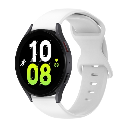 

For Samsung Galaxy Watch 5 40mm 20mm Butterfly Buckle Solid Color Silicone Watch Band(White)