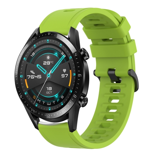 

For Huawei Watch GT2 42mm 20mm Solid Color Soft Silicone Watch Band(Lime Green)