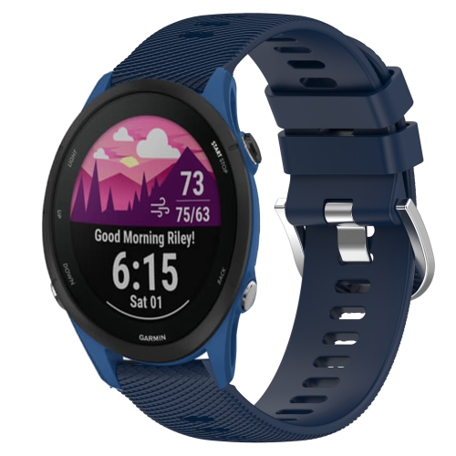 

For Garmin Forerunner 255S 18mm Solid Color Silicone Watch Band(Midnight Blue)
